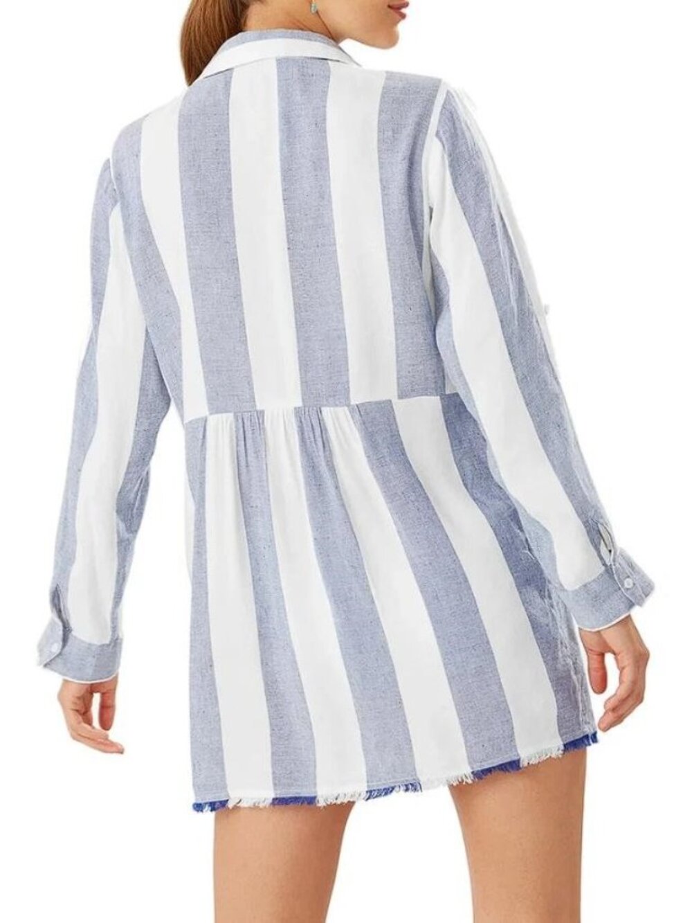 TOMMY BAHAMA Women's St. Lucia Linen-Blend Rugby Stripe Beach Shirt Size S - Picture 2 of 7